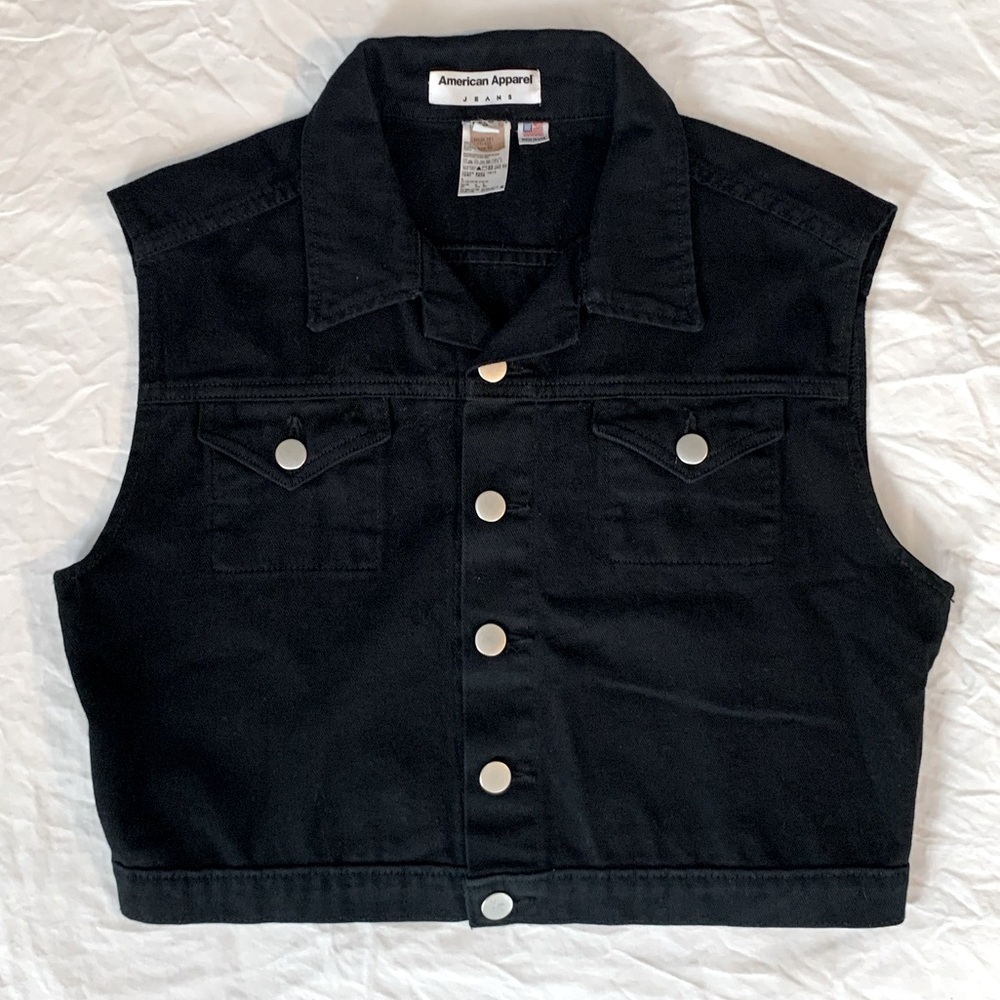 American Apparel Black Denim Vest Size Medium